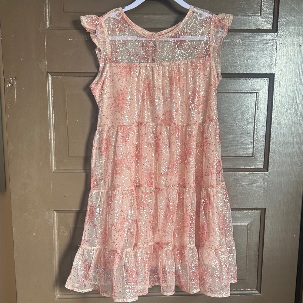 Poppies and Roses Glittery Peach Kids Formal Dress; M